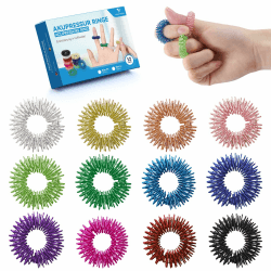 Akupressur Ring, 12 Stück Fingermassagering Set für Stressabbau, Entspannung und Förderung der Durchblutung, 27 mm, Fidget Ring für Erwachsene und für kinder (Farbig) 27mm 12 Stück Bunt Angebot bei HelloDeals