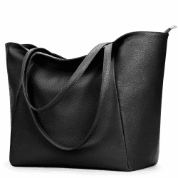 KALIDI Handtasche Damen Shopper Tasche Tote Bag PU Leder Große Schultertasche mit Reißverschluss für Arbeit,Einkauf，Schule Schwarz Angebot bei HelloDeals