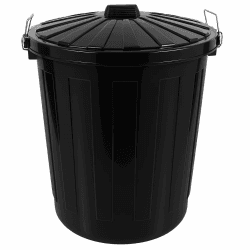 HRB Maxitonne Liter, Tonne aus stabilem Hartplastik, abnehmbarer Deckel mit Metallverschlüssen, geeignet für Wäsche, Spielzeug oder als Mülleimer Küche (Schwarz, 50 Liter) Schwarz 50 Liter Angebot bei HelloDeals