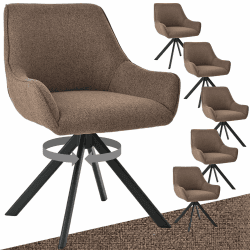 Esszimmerstühle Drehbar 6er Set mit Armlehne – 360°Drehbar Polsterstuhl Leinen Modern Drehstuhl Küchenstuhl mit Metallgestell und Rückenlehne für Esszimmer, Wohnzimmer, Büro, Braun 6er Leinen-braun Angebot bei HelloDeals