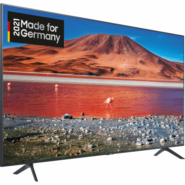 Samsung Crystal UHD 4K TV 43 Zoll (GU43AU7179UXZG, Deutsches Modell), HDR, Q-Symphony, rahmenloses Design, Smart TV [2021] Schwarz 43 Zoll Modell 2021 Angebot bei HelloDeals