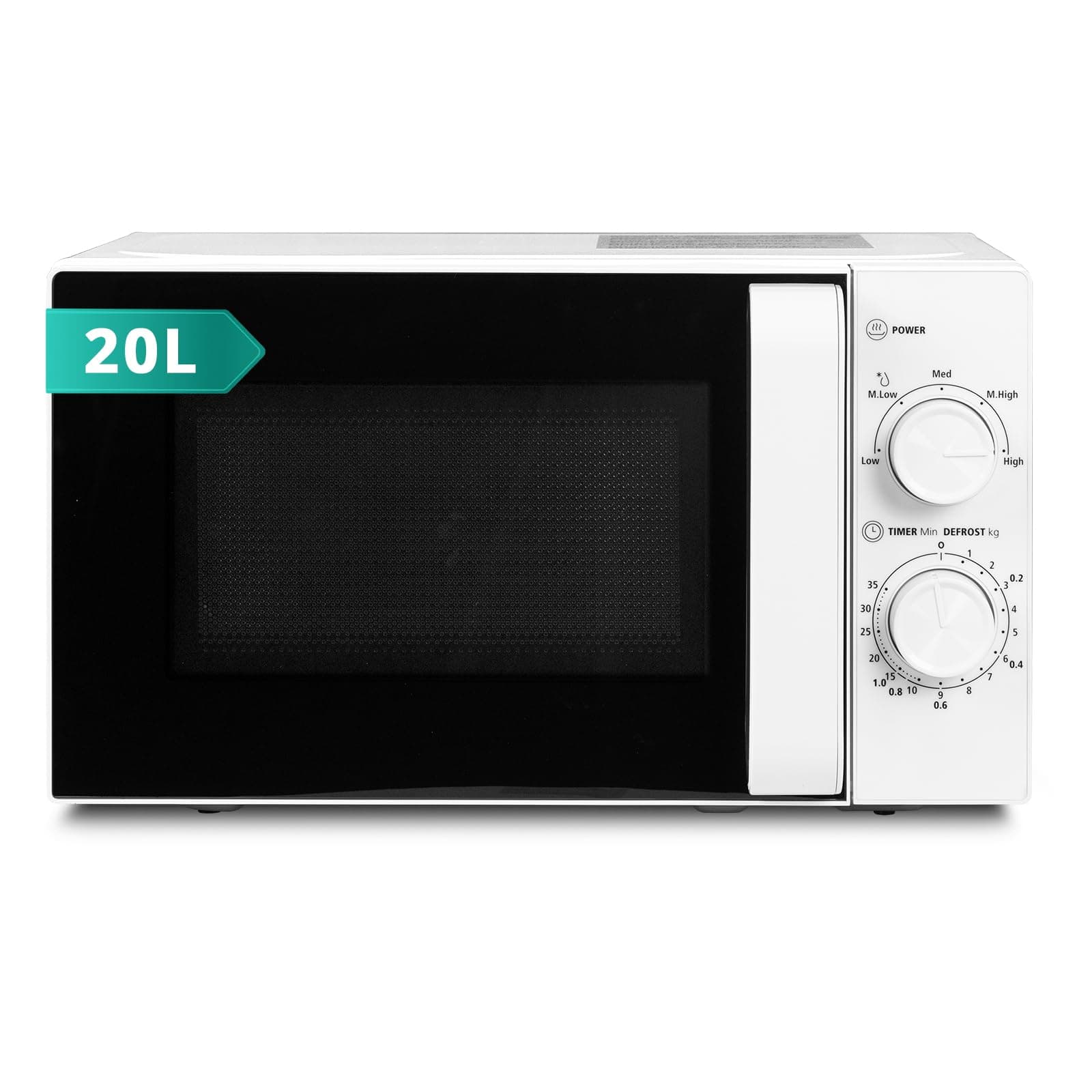 SMETA Mikrowelle 20L, Mikrowelle Klein 700W, 5 Leistungsstufen, Auftaufunktion nach Zeit und Gewicht, mechanische Steuerung, Solo mikrowellen mit 360°Drehteller Ø255 mm, für Küche und Büro, Weiß Angebot bei HelloDeals