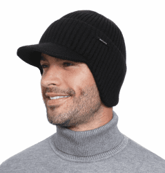 Wmcaps Wintermütze mit Ohrenschützern, Strickmütze für Herren Dickes Warmes Futter Wind und Kältefest Ski-Gehörschutz, Geschenke für Männer Frauen Freundinnen Schwarz Angebot bei HelloDeals