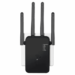 2025 Neuestes WLAN Repeater 1200Mbit/s Dualband mit 4 externen Antennen,WiFi Verstärker Repeater/Router/Access-Point-Modus, Einfache Einrichtung,LAN/WAN-Port,Kompatibel mit Allen Geräten Schwarz Angebot bei HelloDeals