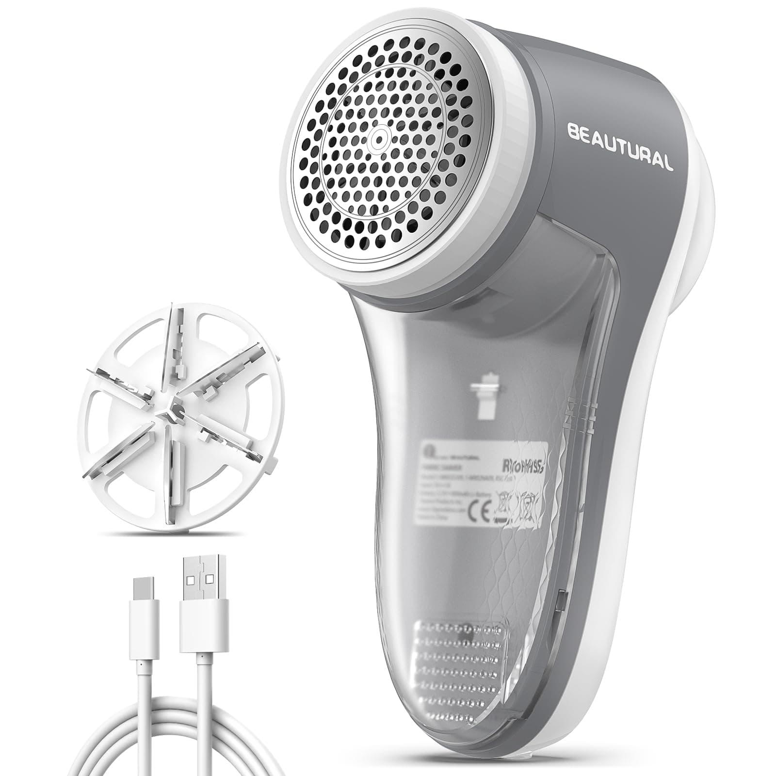 BEAUTURAL Fusselrasierer, Wiederaufladbarer Flusenentferner Elektrisch, 6-Klingen Wollrasierer mit 9000 U/min Leistungsstark für Kleidung Polster Decken Textilien Angebot bei HelloDeals