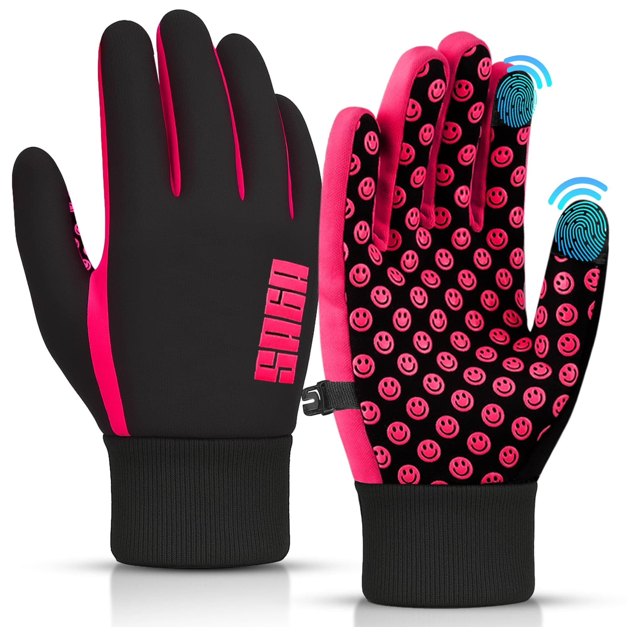 Handschuhe Kinder – Wasserdichte Fahrradhandschuhe Jungen & Mädchen, Touchscreen Winterhandschuhe für Kinder 4–12 Jahre, Rutschfest & Warm, Softshell Sporthandschuhe Kinder's Small [4-6 ] Pink Angebot bei HelloDeals