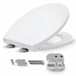 Arebos WC Sitz mit Absenkautomatik | Duroplast Klodeckel oval universell | (max. Belastung 150 kg) | Toilettensitz mit Klodeckel | einfache Montage | Toilettendeckel softclose Angebot bei HelloDeals