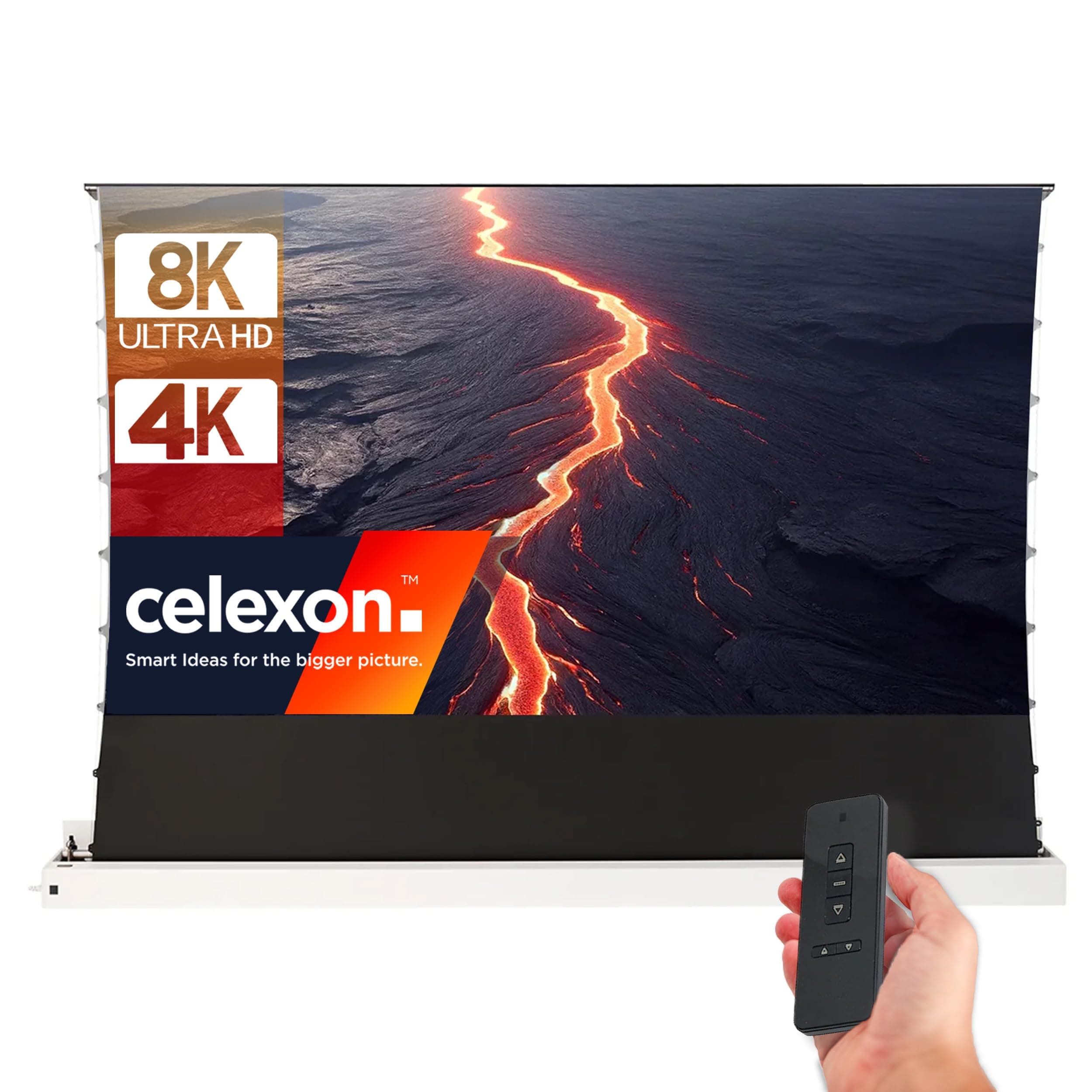 celexon HomeCinema Plus CLR UST-Bodenscheren-Aufroll-Motor-Hochkontrast-Möbeleinbau-Leinwand weiß 92" | 203,7x114,6cm 16:9 | elektrische 8K, Full-HD Projektions-Leinwand | für Ultrakurzdistanz-Beamer! 92" | 16:9 | 203,7x114,6 cm Serie: HomeCinema Plus wei Angebot bei HelloDeals