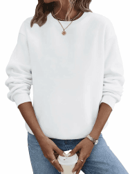TICTICMIMI Lässige Damen-Sweatshirts mit Rundhalsausschnitt, langärmelig, lockere Passform, Herbst-Shirt L Weiss/Opulenter Garten Angebot bei HelloDeals