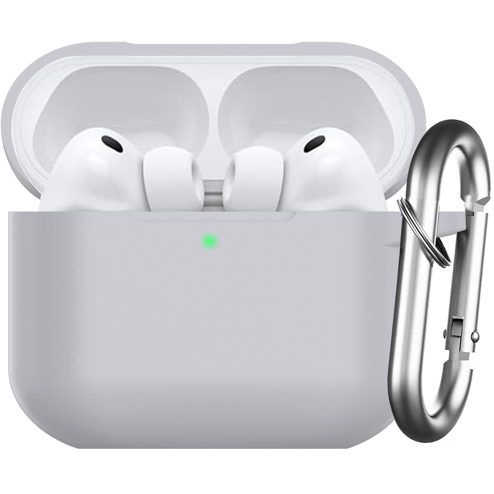 für AirPods Pro 3 Hülle 2025, Schützende Silikon Case für Air Pods Pro 3 Skin Front LED Sichtbar Silikon Hülle mit Karabiner, Grau For AirPods Pro 3 Grau Angebot bei HelloDeals