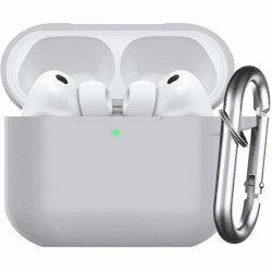 für AirPods Pro 3 Hülle 2025, Schützende Silikon Case für Air Pods Pro 3 Skin Front LED Sichtbar Silikon Hülle mit Karabiner, Grau For AirPods Pro 3 Grau Angebot bei HelloDeals