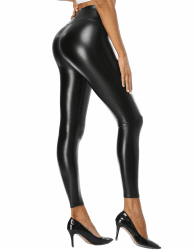 Damen Kunstleder Leggings Hohe Taille Sexy Faux Leather Treggins Strumpfhosen mit Dünnem Fleece Gefüttert Winter Warm Thermoleggins Schwarz M Angebot bei HelloDeals