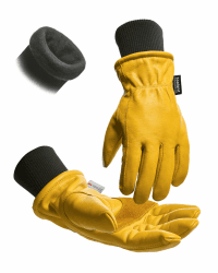 toolant Winter-Leder-Arbeitshandschuhe für Männer, 100% Vollrindleder mit wasserabweisender Beschichtung, wärmendes Thinsulate-Futter, gerippte Bündchen für Windschutz L (1er Pack) Rippstrickmanschetten Angebot bei HelloDeals