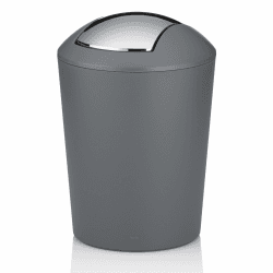 kela Kosmetikeimer grau 1,7l, Minimülleimer Badezimmer mit Schwingdeckel, Kunststoff, MARTA, kleiner Tischmülleimer grau matt grau 1.7 L (Ø 15 cm, Höhe 21 cm) Angebot bei HelloDeals