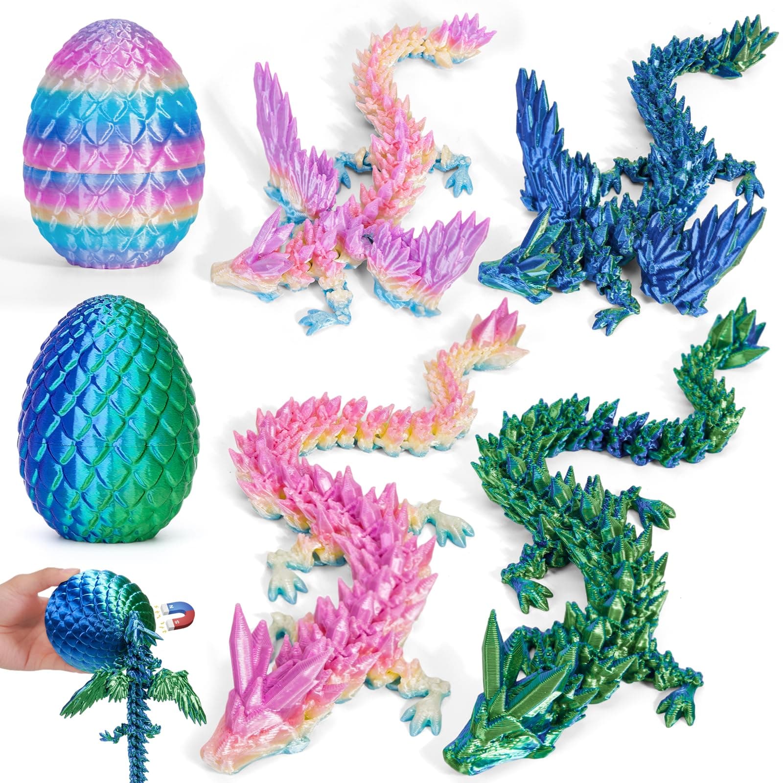 HIMS 2er Set 3D Gedrucktes Drachenei, Geheimnisvolle Drachenei mit Drache im Inneren, Realistisches Dracheneier mit Flügeln für Kinder Erwachsene, Überraschungs 3D Drache Im Ei Drachen Spielzeug Set A Angebot bei HelloDeals