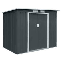 P100 Gartenhaus mit Pultdach, Geräteschuppen 213x130x173cm, Gerätehaus mit 2 Schiebetüren, Belüftungsgitter & Metall-Rahmen, Modernes Grau/Anthrazit, Verzinkter Stahl P100 Anthrazit Angebot bei HelloDeals