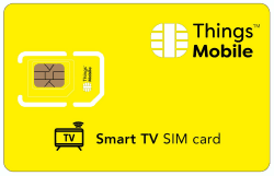 SIM-Karte für SMART-TV - Things Mobile - mit weltweiter Netzabdeckung und Mehrfachanbieternetz GSM/2G/3G/4G. Ohne Fixkosten und ohne Verfallsdatum. 10 € Guthaben inklusive Angebot bei HelloDeals
