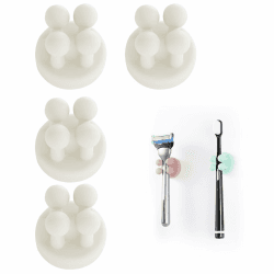 Zayin Silicone Toothbrush Zahnbürstenhalter Rasiererhalter Multifunktions-Haken Wasserdicht Selbstklebend Zahnbürstenhaken Stopfenhalter (4 Stück Weiß) Angebot bei HelloDeals