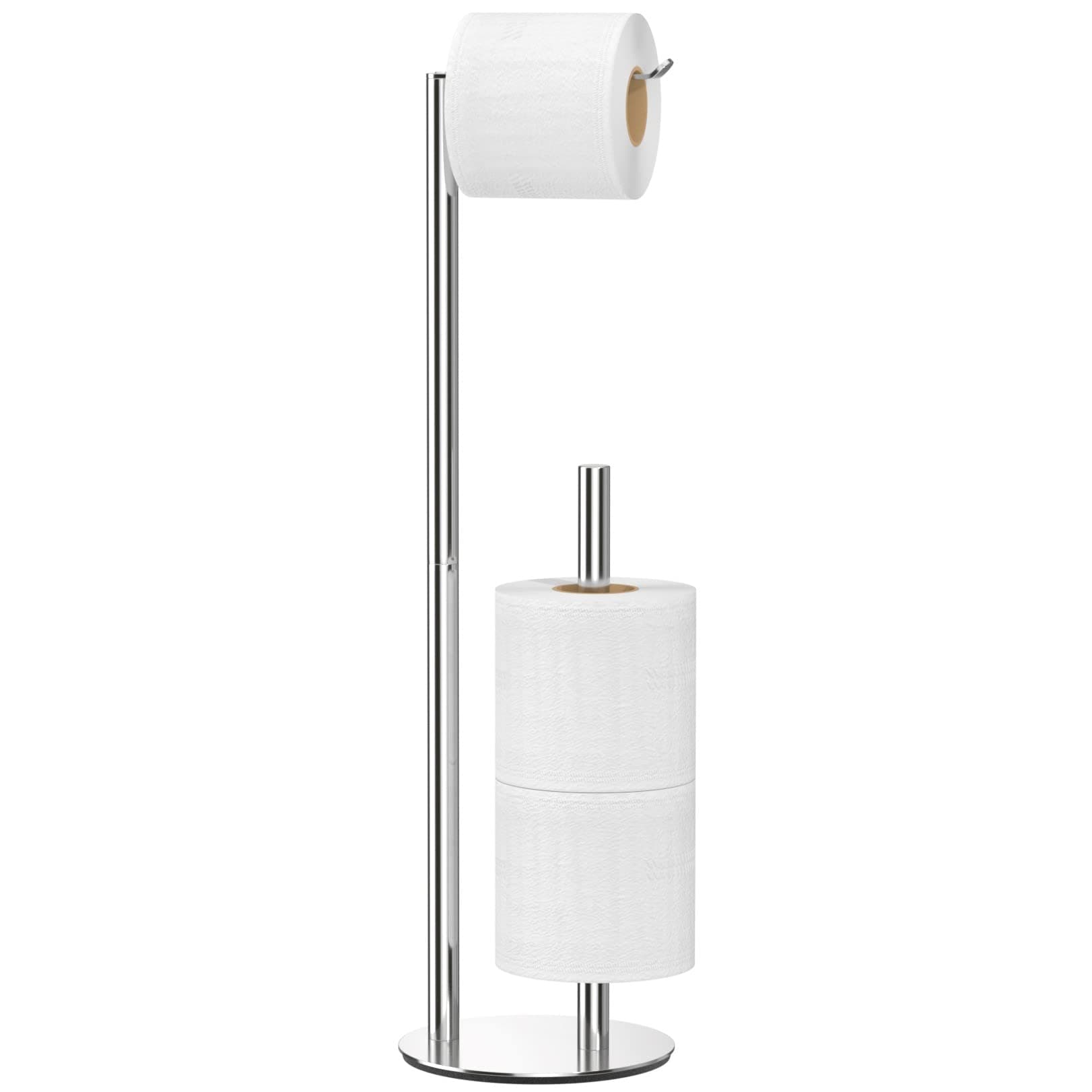 Silber Toilettenpapierhalter, freistehender Toilettenpapierhalter, Edelstahl Toilettenpapierrollenregal und Spender für 3 Papierrollen, Badezimmerzubehör Angebot bei HelloDeals