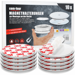 com-four® 10x Magnethalterung für Sicherheitsmelder - Halterung zum Kleben oder Bohren - Befestigung mit extra starken Klebepads für Rauchmelder - magnetische Aufhängung (10 Stück - silberfarben) Angebot bei HelloDeals