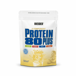 Weider - Protein 80 Plus - 4-Komponenten Protein Pulver - Hoher Proteingehalt mit 80% Eiweiß - Cremige Shakes mit Calcium & Vitamin B6 - 500g - Vanille Vanille 500 g Angebot bei HelloDeals