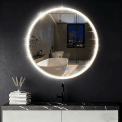 YOURLITE Runder Badspiegel mit Beleuchtung 60cm, LED Badezimmerspiegel mit Beleuchtung, 3 Lichtfarben Dimmbar, Wandspiegel mit Touch-Schalter, Abnehmbar Band, Antibeschlag, Speicherfunktion, IP44 Silber Angebot bei HelloDeals