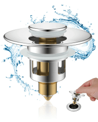 Hibbent Waschbeckenstöpsel (25-46mm), Abflusssieb Ablaufgarnitur Stöpsel Waschbecken, Messing Bounce Core Push-Type Drain Plug, Universal Sink Stopper Ersatz für Bad und Küche Silber Angebot bei HelloDeals