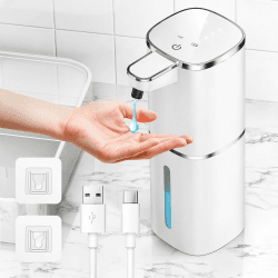 Seifenspender Automatisch Wandbefestigung,400ml Elektrischer Seifenspender mit Sensor Infrarot USB Wiederaufladbar,IPX5 Wasserdicht für Küchen,Bad,Schule,Hotel Weiße Flüssigkeit Angebot bei HelloDeals
