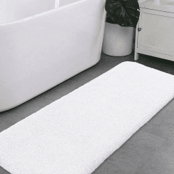 VANZAVANZU Badematte rutschfest Badteppich Extra Lange Verdickt Badezimmerteppich Weich Badeteppich Flauschige Mikrofaser Badvorleger Badläufer, Supersaugfähig, Maschinenwaschbar - 50 x 178cm (Weiß) Weiß 50 x 178cm Angebot bei HelloDeals