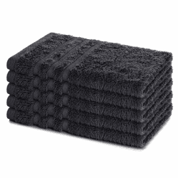Lavea® 5er Set Gästehandtücher 30x50 cm – Weiche und Saugstarke Gästetücher aus 100% Baumwolle, Frottierserie Elena – Waschbar und Strapazierfähig - Anthrazit Angebot bei HelloDeals