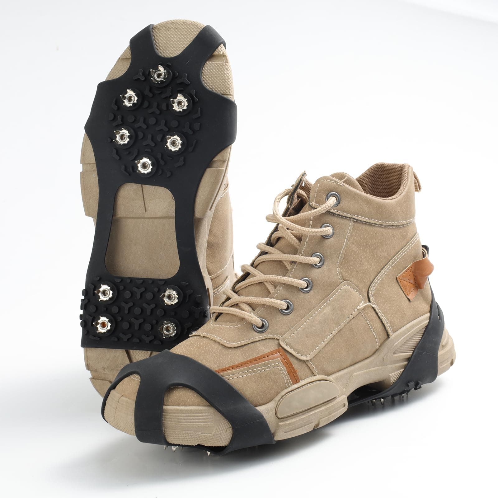 Spikes für Schuhe Winter, Spikes Schuhe Schuhkrallen mit 10 Zähne, Schuhspikes, Anti Rutsch Schuhkralle mit Edelstahl Spikes, Klampen Schuhe Spikes, für Wandern, Schnee, EIS, Winter Outdoor, Trekking M (36–41) Angebot bei HelloDeals