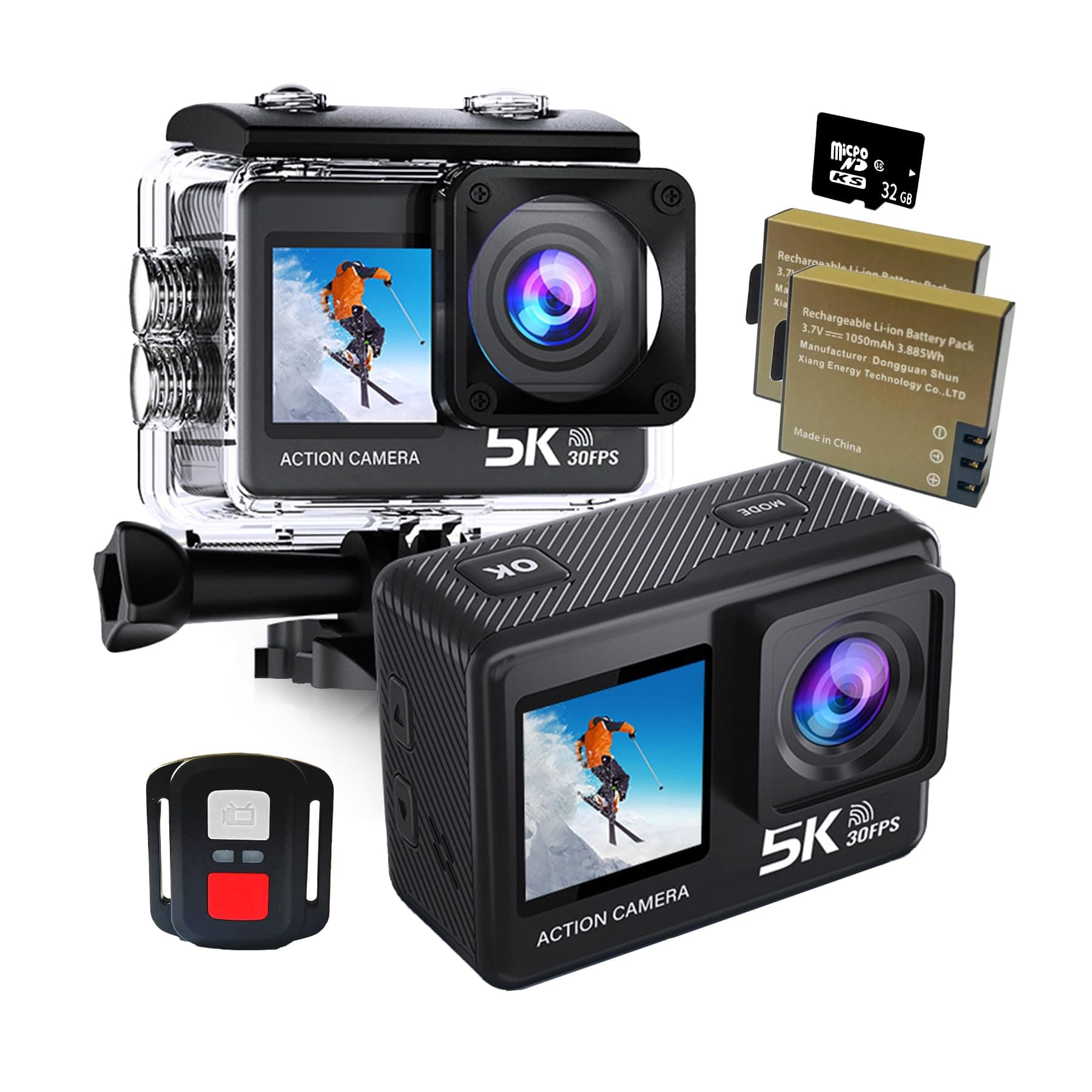 Helmkamera Motorrad Action Cam 5K30FPS,unterwasserkamera,Unterstützung 4K60FPS,50MP WiFi,170° Ultra Weitwinkel Full HD mit EIS, 2.4G Fernbedienung,für Fahrrad Motorrad Angebot bei HelloDeals