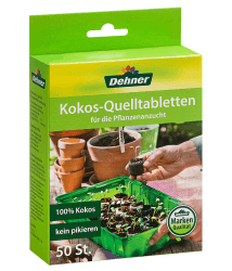 Dehner Kokos-Quelltabletten | Kokoserde Quelltabs, Aussaaterde Quelltopf, Torffreie Anzuchterde | biologisch abbaubar | Anzucht von Stecklingen, Sämlingen und Saaten | gedüngt | Ø 38 mm | 50 Stück Single Angebot bei HelloDeals