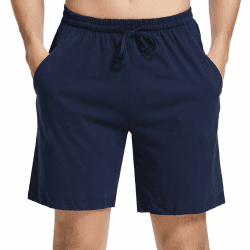 Herren Schlafanzughose Baumwolle Kurz Pyjamahose Schlafhose Schlafshorts Sommer Bermudahose Männer Sommer Loungewear mit Seitentaschen S-XXL XL Blau Angebot bei HelloDeals