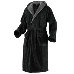 Mount Swiss Bademantel Damen Herren ARBON mit Kapuze aus edler Baumwolle I Morgenmantel flauschig I Frottee I Kimono mit Farb- & Größenauswahl S - 8XL I Bath-Robe Öko-Tex Standard 100 XXL Schwarz Angebot bei HelloDeals
