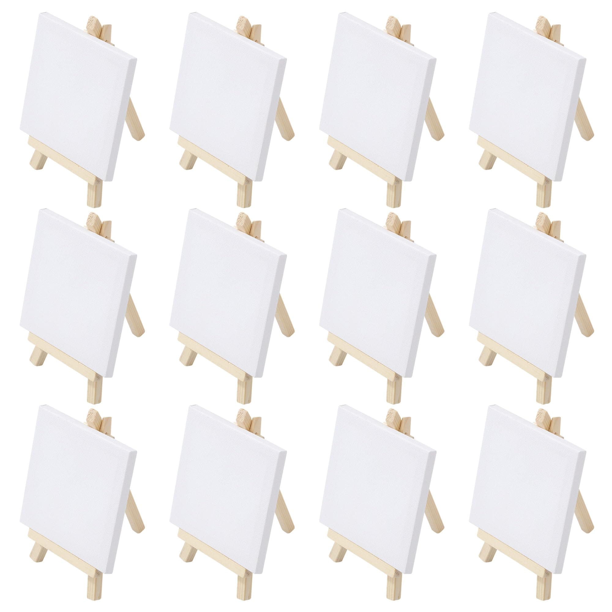 12 Mini Staffelei, Mini Leinwand 10 x 10 cm, Massivholz Staffeleien klein 15 x 8 cm, faltbarer dreieckiger Ständer, handbemalte DIY Kreationstafel,Kindermalerei/Kunstdisplay Angebot bei HelloDeals