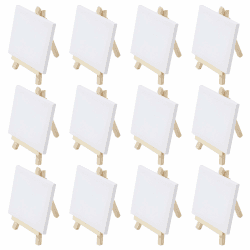 12 Mini Staffelei, Mini Leinwand 10 x 10 cm, Massivholz Staffeleien klein 15 x 8 cm, faltbarer dreieckiger Ständer, handbemalte DIY Kreationstafel,Kindermalerei/Kunstdisplay Angebot bei HelloDeals