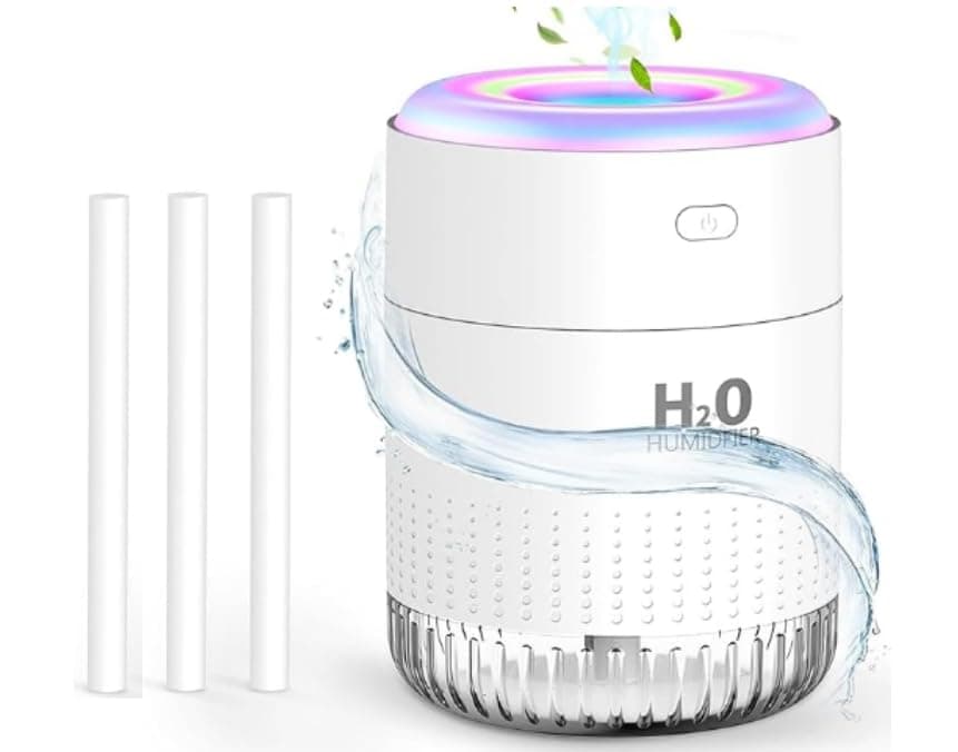 SZO Luftbefeuchter Mini-Luftbefeuchter Luftbefeuchter Für Den Innenbereich Mit Led-Licht, Auto-Off-Funktion Und Zwei Vernebelungsmodi Geeignet Für Den Einsatz In Autos, Schlafzimmern Und Büros Milchig Weiß Angebot bei HelloDeals