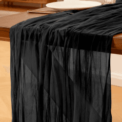Käsetuch Tischläufer Schwarz, 300 x 90 cm Boho Gaze Tischläufer Cheesecloth Läufer für Hochzeit, Geburtstagsfeiern, Babypartys, Weihnachten und Silvester von Tisch Dekoration Schwarz 90 X 300 cm，1 Stück Angebot bei HelloDeals