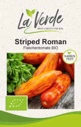La Verde MEIN GARTEN UND ICH. Striped Roman BIO Tomatensamen für ca. 6–8 Pflanzen, aromatische Flaschentomate, gestreift, Saatgut ohne Gentechnik Angebot bei HelloDeals