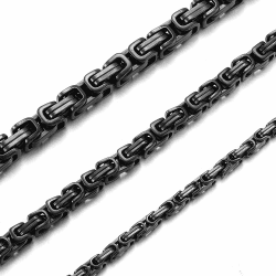 RWQIAN Herren Königskette Kette Männer Wikinger Halskette Byzantinische Plattenkette Edelstahl Silber/Schwarz/Gold 45-65CM Schwarz-8mm 60.0 Zentimeter Angebot bei HelloDeals