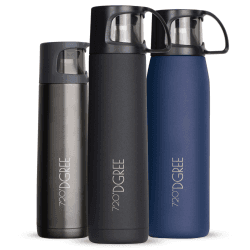 720°DGREE Thermoskanne mit Becher 1l “Follow” - 3 Größen, 12h Heiß, 24h Kalt, Auslaufsicher, BPA-Frei - Edelstahl Thermosflasche, Isolierflasche für Kaffee, Tee bei der Arbeit, Schule, To Go 1000 ml Onyx Black | Robust Matt | Schwarz Angebot bei HelloDeals