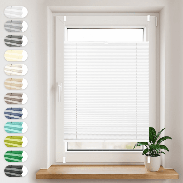 Sonello Plissee Klemmfix ohne Bohren 60cm x 100cm Weiß Faltrollo Plisseerollo Jalousie für Tür & Fenster Blickdicht Sichtschutz Sonnenschutz Fertifplissee Rollo Weiß B60 x H100 cm Angebot bei HelloDeals