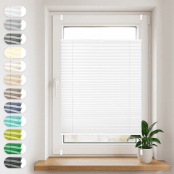 Sonello Plissee Klemmfix ohne Bohren 60cm x 100cm Weiß Faltrollo Plisseerollo Jalousie für Tür & Fenster Blickdicht Sichtschutz Sonnenschutz Fertifplissee Rollo Weiß B60 x H100 cm Angebot bei HelloDeals