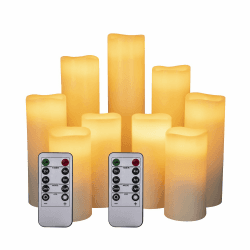 LED Kerzen Set von 9 Flammenlose Kerzen Batteriebetriebene Kerzen D2.2xH 4 "5" 6 "7" 8 "9" Echtwachssäule Kerzen Flackern mit Fernbedienung und Timer-Steuerung, Elfenbein Farbe（9x1） 9pack Ivory Angebot bei HelloDeals
