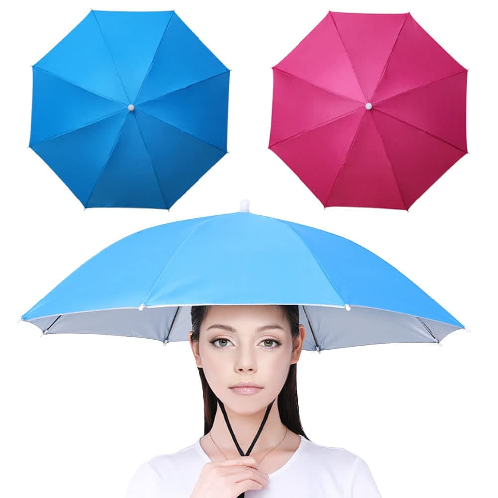 2 x Regenschirmhut mit Gummiband, Outdoor-Angelschirm, faltbar, Kopfbedeckung, Regenschirmhut Farbe#1 Angebot bei HelloDeals