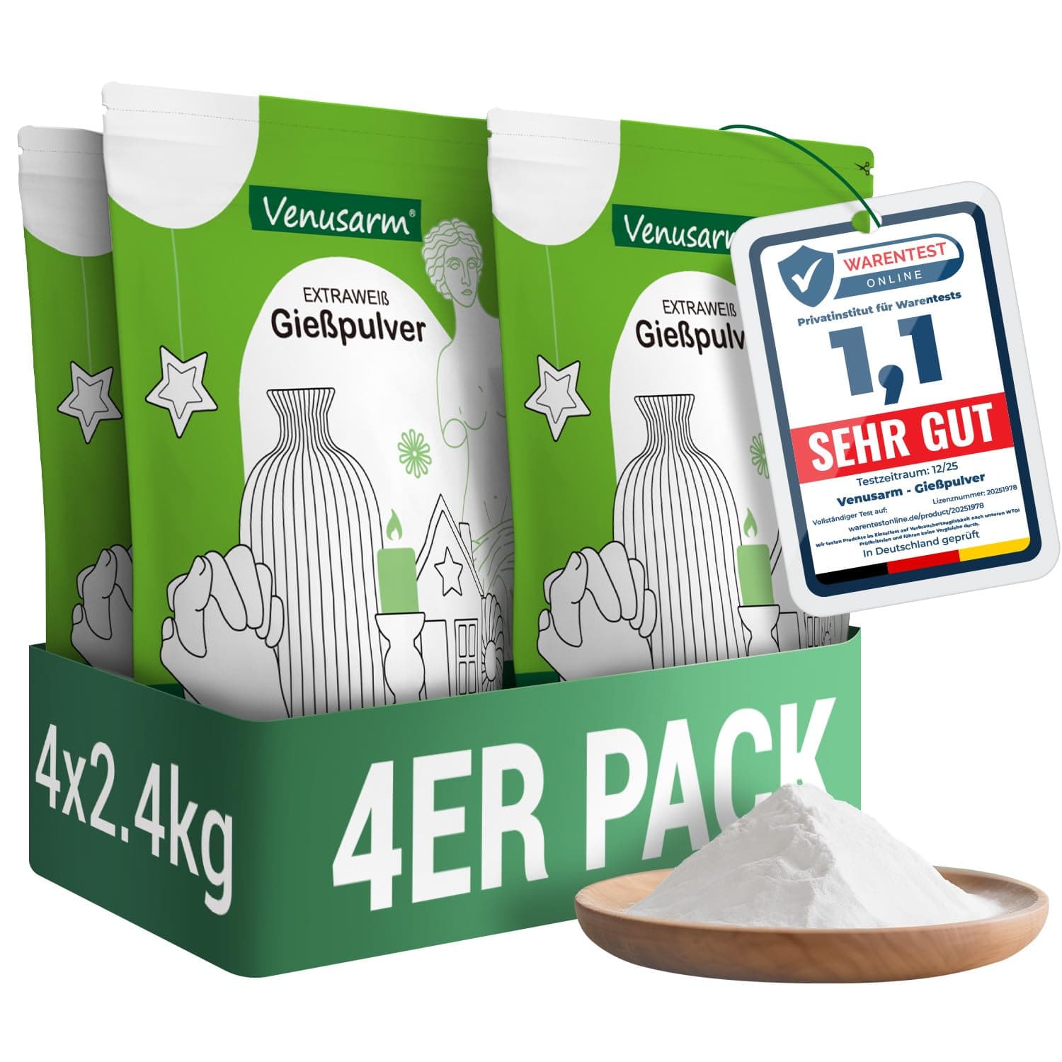 Gießpulver 9,6kg, Gießpulver Weiß wie Neuschnee, Gips zum Gießen wie Spiegel Glatter, Beruhigende Härte Gießmasse für Detailgetreue Reliefs Gipsformen Kunst- und Bastelprojekte 9.6KG Angebot bei HelloDeals