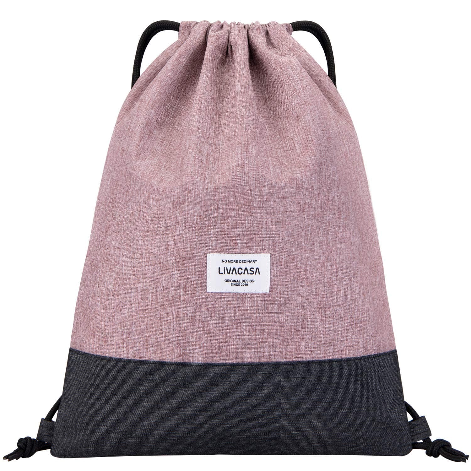 LIVACASA Turnbeutel Mit Reißverschluß Innentasche Sportbeutel Hipster Gym Bag Gefüttert Rucksack Mit Verstellbar Tunnelzug Gymsack für Damen und Herren Rosa 42x33cm Angebot bei HelloDeals