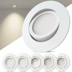 Scandinavian home 6er Set LED Einbaustrahler 230V - Dimmbare LED Spots 230V Warmweiß 3000K, 3,4W 470lm, CRI 90+, 68mm Lochmaß - IP44 Badezimmer Geeignet - Deckenspots Weiß-Matt, Schwenkbar Db-serie [Dimmbar, Schwenkbar] 6er Set Angebot bei HelloDeals