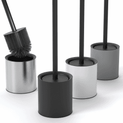 Klobürste Silikon Edelstahl - Antibakterielle Toilettenbürste mit stilvollem WC Bürstenhalter - Design WC Bürste Silikon mit Spritzschutz - Klobesen - Toilet Brush (Schwarz) Angebot bei HelloDeals